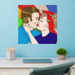 Décalque Mural Style Art Pop Kiss Couple Retro<br><div class="desc">Un homme et une femme rétro adorables qui s'embrassent avec des oeuvres d'art pop-art aux couleurs vives.</div>