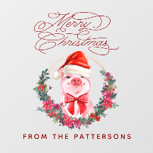 Jolie aquarelle Cochon et nom de famille Joyeux No