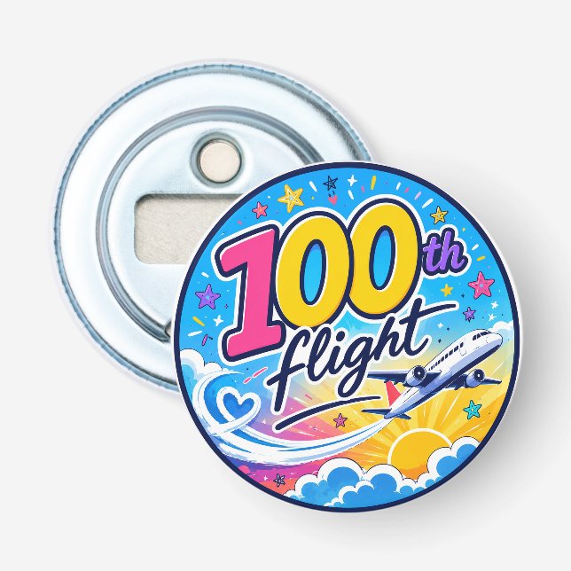 Décapsuleur 100ème vol avion coloré voyage souvenir (Devant)