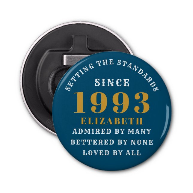 Décapsuleur 30th Birthday Born 1993 Ajouter Nom Blue Gold (Devant)