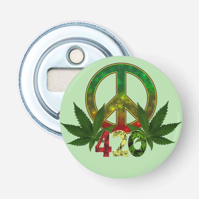 Décapsuleur 4 20 Rasta Paix Herbe Verte (Devant)