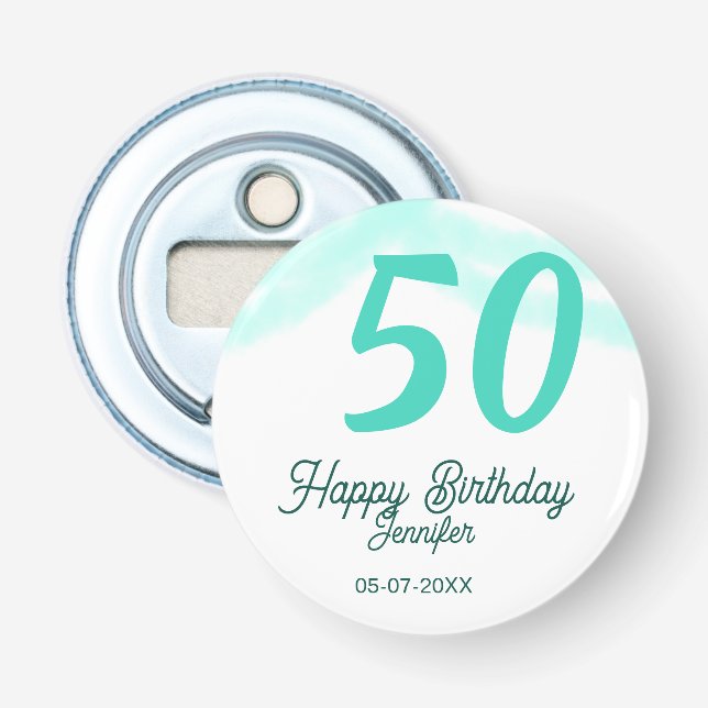 Décapsuleur 50e anniversaire ajouter nom date année vert paste (Devant)