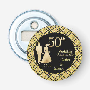 Décapsuleur 50e Couple d'or Parties scintillant Mariage Annive