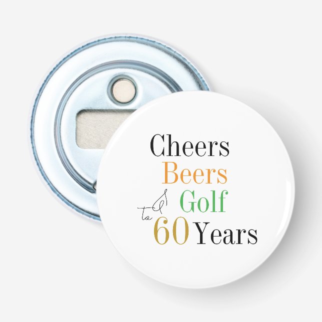 Décapsuleur 60e Anniversaire Félicitations et Bières Golf Mini (Devant)