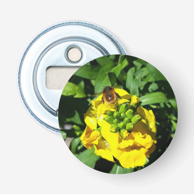 Décapsuleur Abeille sur Fleurs Jaunes (Devant)