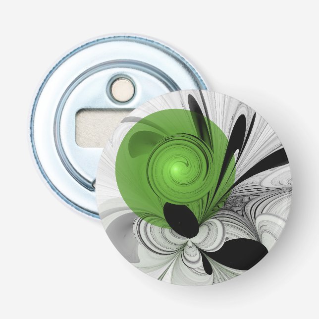 Décapsuleur Abstract Black and White with Green Fractal Art (Devant)