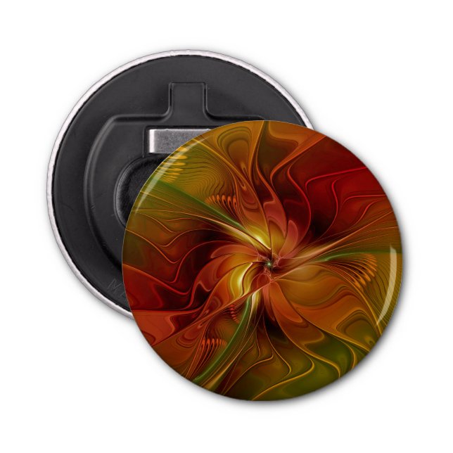Décapsuleur Abstract Red Orange Brown Green Fractal Art Flower (Devant)