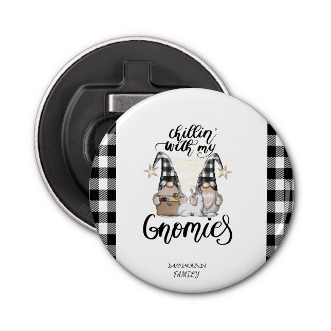 Décapsuleur Adorable mignonne Gnomes Black Buffalo Plaid (Devant)