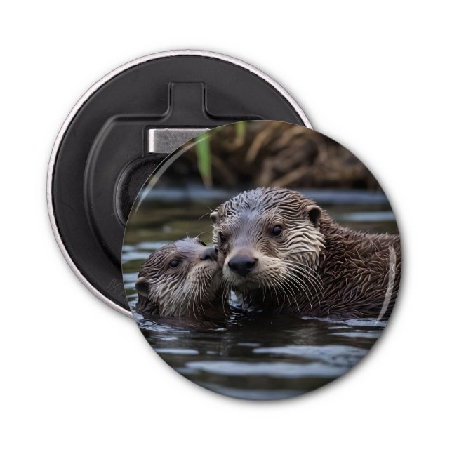 Décapsuleur **"Adrift in Love : Mummy and Baby Otter"** (Devant)