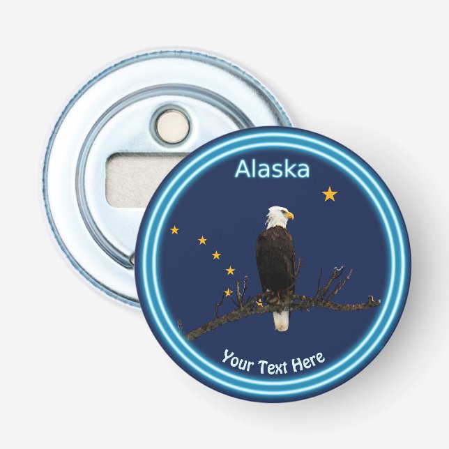 Décapsuleur Aigle royal d'Alaska et drapeau (Devant)