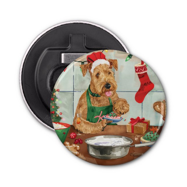 Décapsuleur Airedale Terrier Gâteau de vacances : Noël festif (Devant)