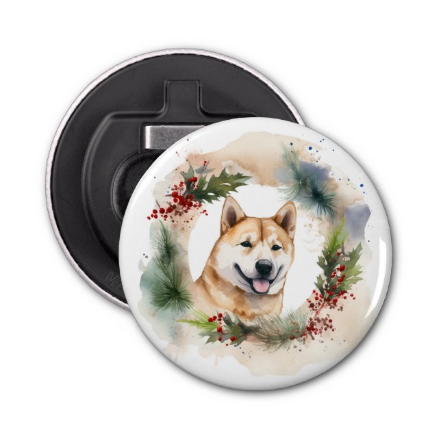 Décapsuleur Akita Christmas Wreath Festive Pup (Devant)
