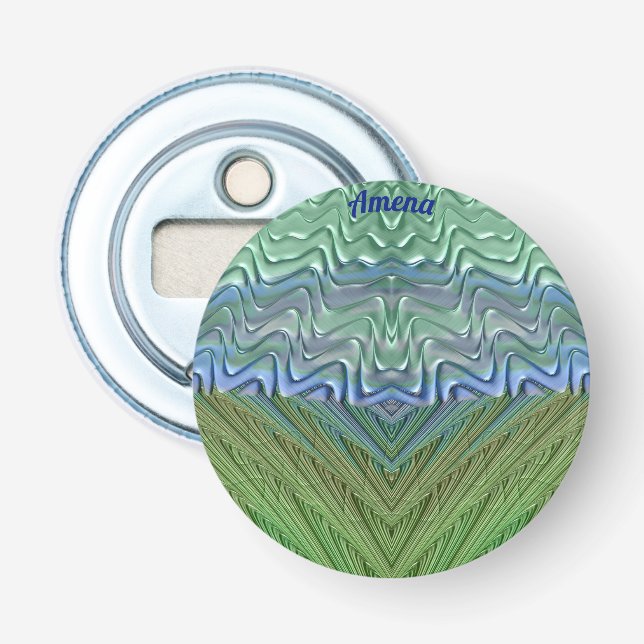 Décapsuleur AMENA ~ Nuances inhabituelles+Vert+Bleu 3D Fractée (Devant)