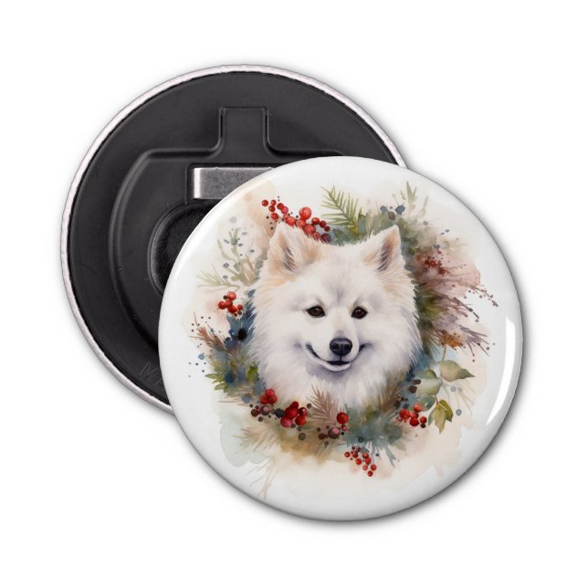 Décapsuleur American Eskimo Christmas Wreath Festive Pup (Devant)