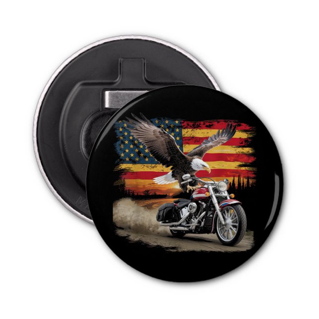 Décapsuleur American Flag Mocycle Tshirt USA Flag Bike Ret (Devant)
