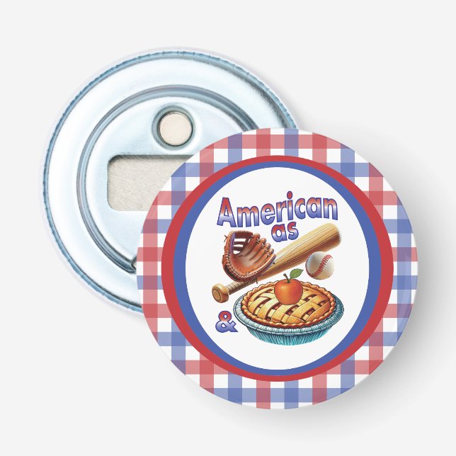 Décapsuleur Amusant américain comme Baseball & Pomme Pie (Devant)