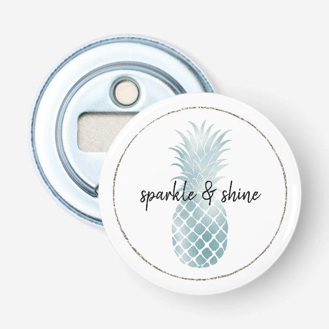 Décapsuleur Ananas Glitz Glam Glitz Aqua Silver (Devant)