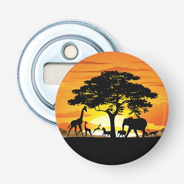 Décapsuleur Animaux sauvages sur le coucher de soleil de la sa (Devant)