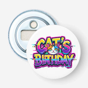 Décapsuleur Anniversaire de chat Arc-en-ciel Glitch