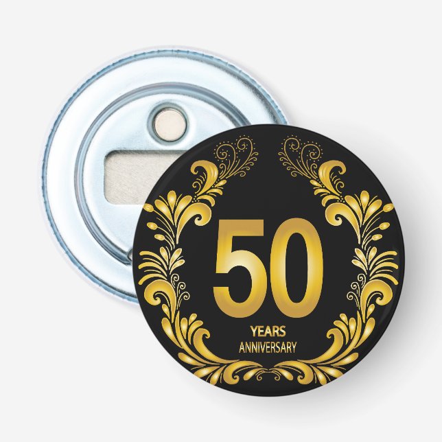 Décapsuleur Anniversaire de la Parties scintillant d'or de 50  (Devant)