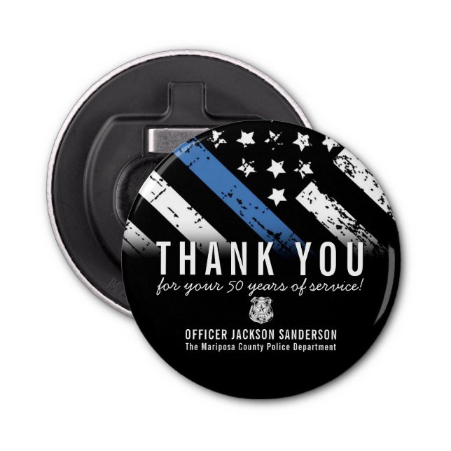 Décapsuleur Anniversaire de la retraite de la police Ligne ble (Devant)