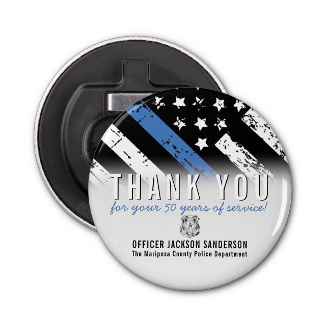 Décapsuleur Anniversaire de la retraite de la police Ligne ble (Devant)