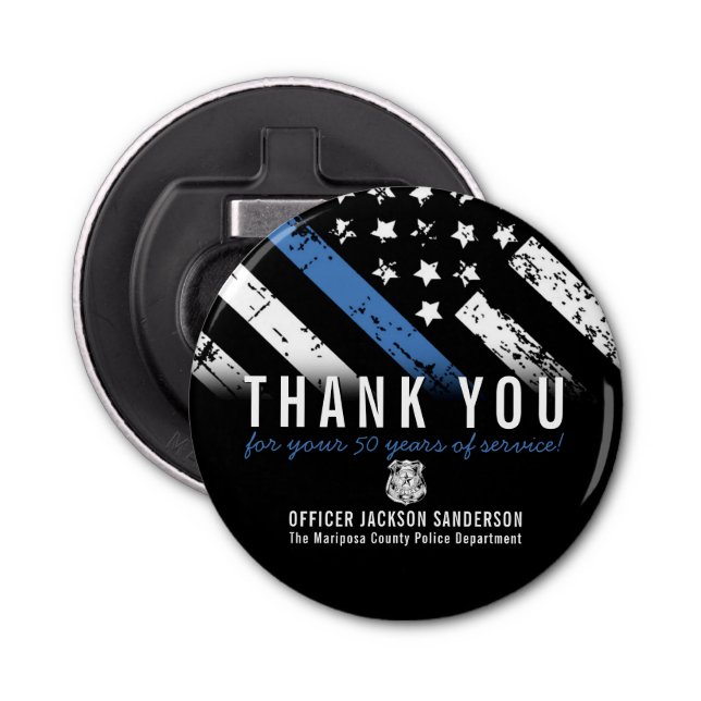 Décapsuleur Anniversaire de la retraite de la police Ligne ble (Devant)