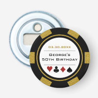Anniversaire Poker Chip Casino Thème Or Noir