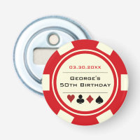 Anniversaire Poker Chip Casino Thème Red Off White