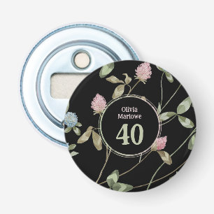 Décapsuleur Anniversaire Romantique Noir Rose Trèfle Floral