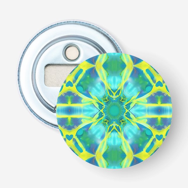 Décapsuleur Aqua, Cobalt Blue et Yellow Tie Dye Motif (Devant)