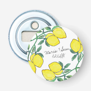 Décapsuleur Aquarelle Citron Script Mariage   
