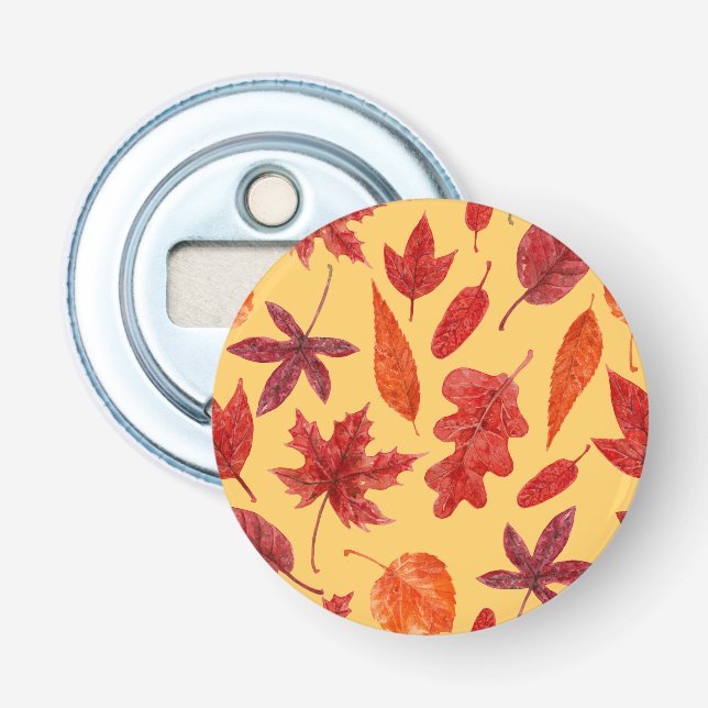 Décapsuleur Aquarelle des feuilles rouges (Devant)