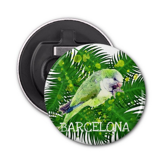 Décapsuleur Aquarelle feuille de perroquet et de palmier vert (Devant)