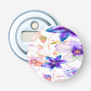 Décapsuleur Aquarelle Florale Fleurs de printemps bleu violet