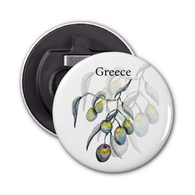 Décapsuleur Aquarelle personnalisée à branche d'olivier peinte (Devant)