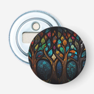 Décapsuleur Arbre de vie Mosaïque Coloré feuille Verre