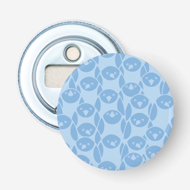 Décapsuleur Arrière - plan bleu de motif de pingouins (Devant)
