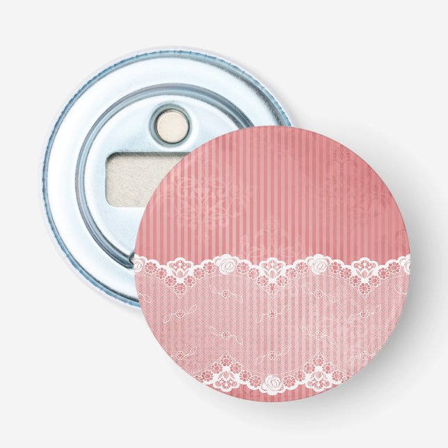Décapsuleur Arrière - plan rose et blanc avec la dentelle (Devant)