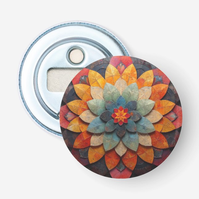 Décapsuleur Art de mandala fleur texturée (Devant)