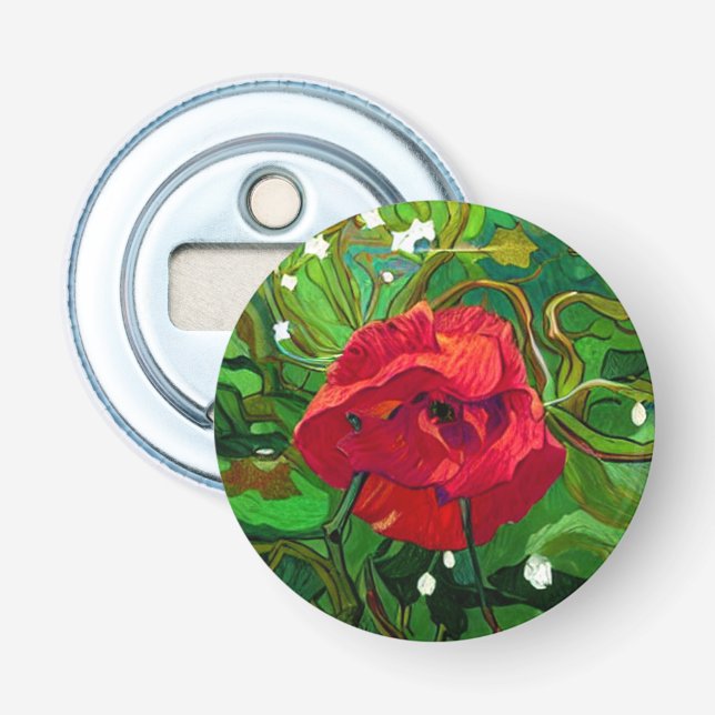 DÉCAPSULEUR ART DE ROSE ROUGE (Devant)