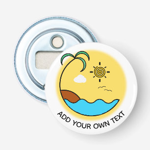 Décapsuleur Art moderne Emblème de plage d'été Texte personnal