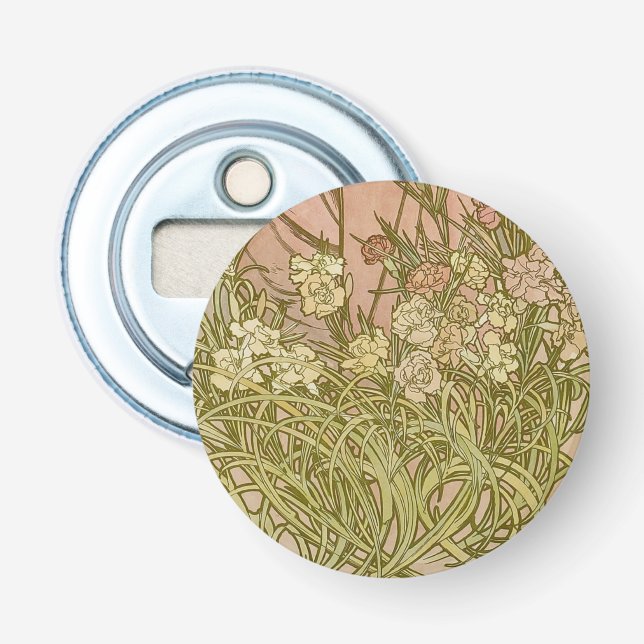 Décapsuleur Art Nouveau Alphonse Mucha Fleurs de carnation flo (Devant)
