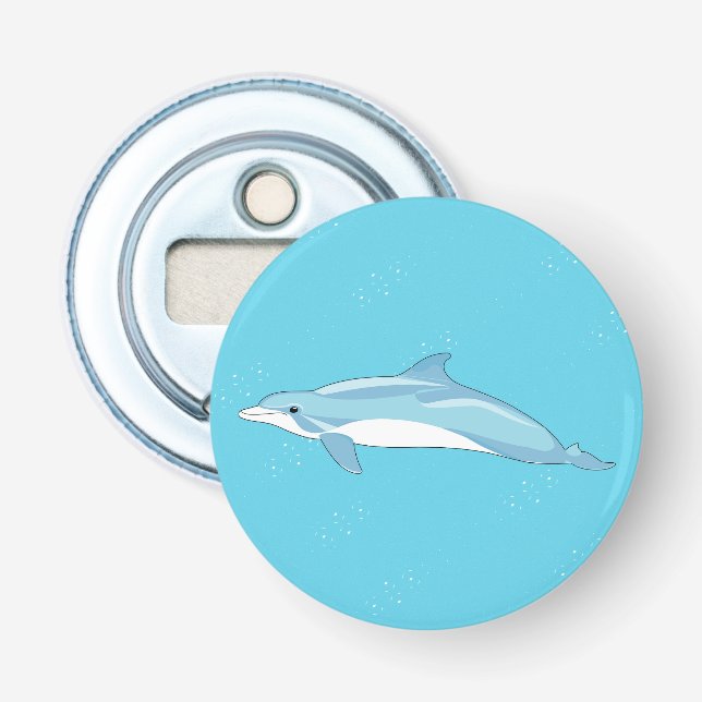 Décapsuleur Art Océanique Minimaliste Dauphin Bleu (Devant)