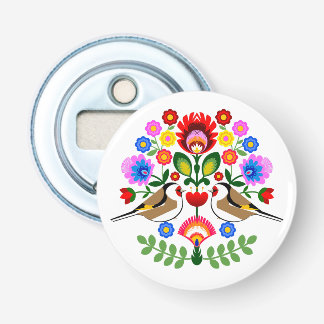 Décapsuleur Art populaire polonais - motif de broderie florale