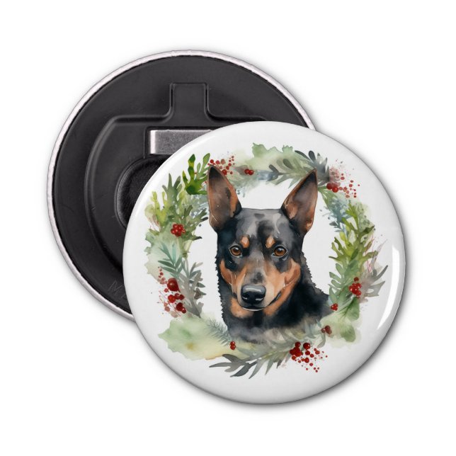 Décapsuleur Australie Kelpie Noël Wreath Festive Pup (Devant)