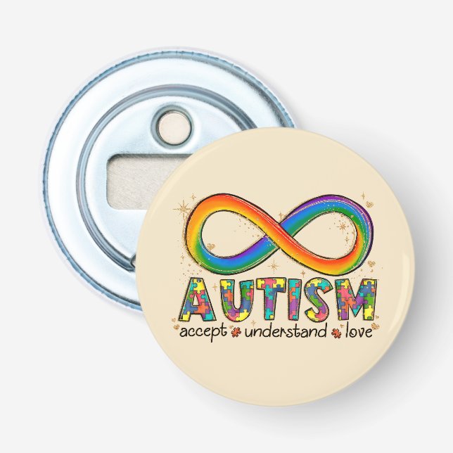Décapsuleur Autisme Symbole Infini Accepter, Comprendre, Amour (Devant)