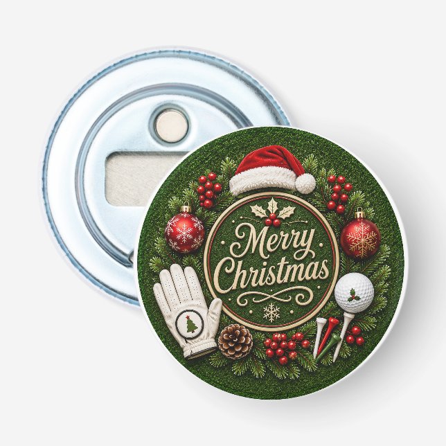 Décapsuleur Autocollant de Noël de golf (Devant)