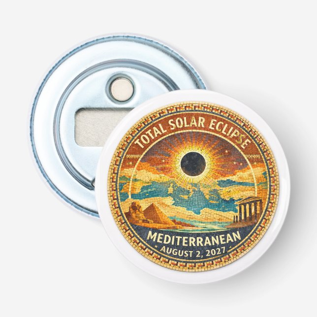 Décapsuleur Autocollant Éclipse Totale du Soleil Mosaic 2027 (Devant)