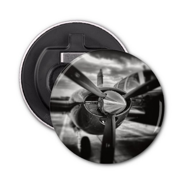 Décapsuleur Avion propulseur noir et blanc (Devant)